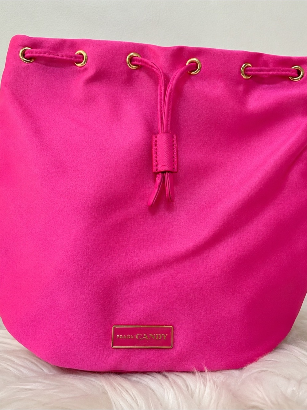 🌸 Prada Candy Pink Satin Drawstring Pouch – New 🌸